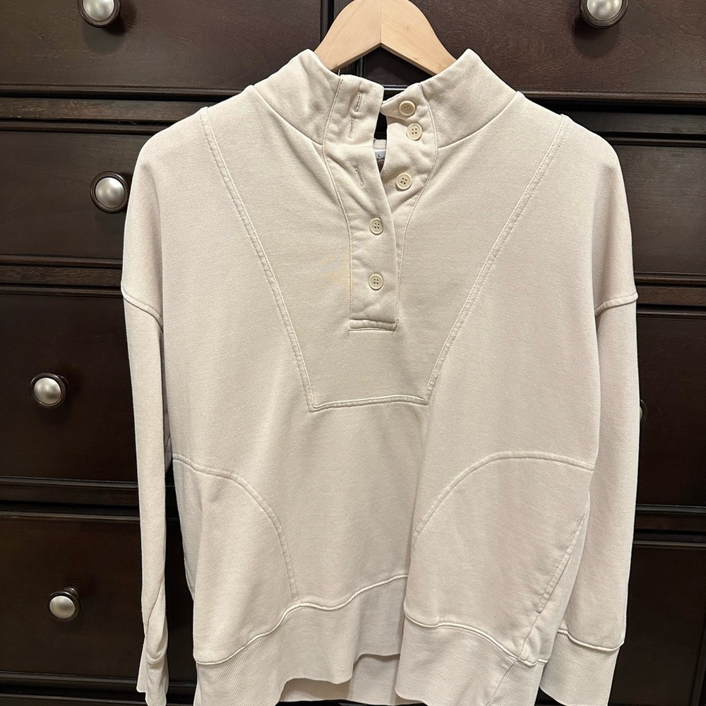 Women's Cream Button-Up Pull Over